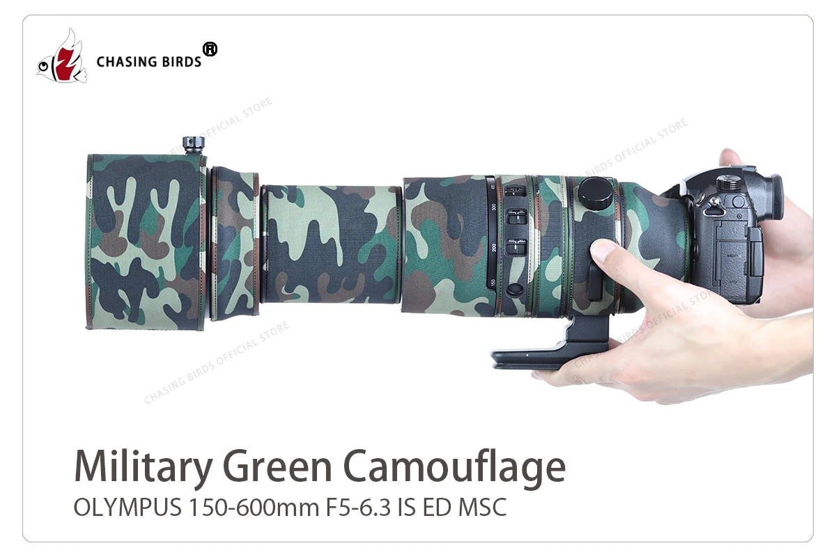 CHASING BIRDS camouflage lens coat for OLYMPUS 150-600mm F5-6.3 IS ED MSC waterproof and rainproof lens sleeve protective cover Military China Mainland