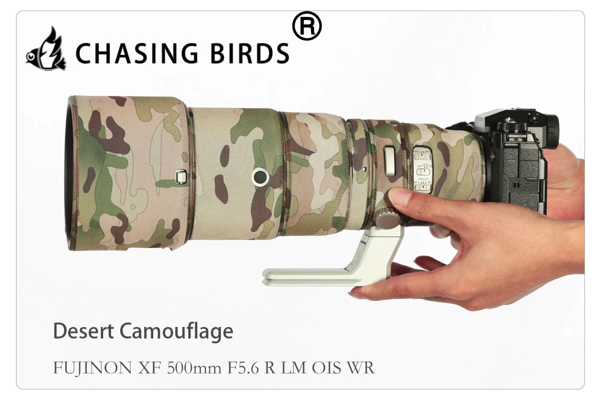 CHASING BIRDS Camouflage Lens Coat for Fujifilm XF 500mm F5.6 R LM OIS WR elastic Waterproof and Rainproof xf 500 Lens cover Desert Camouflage China Mainland