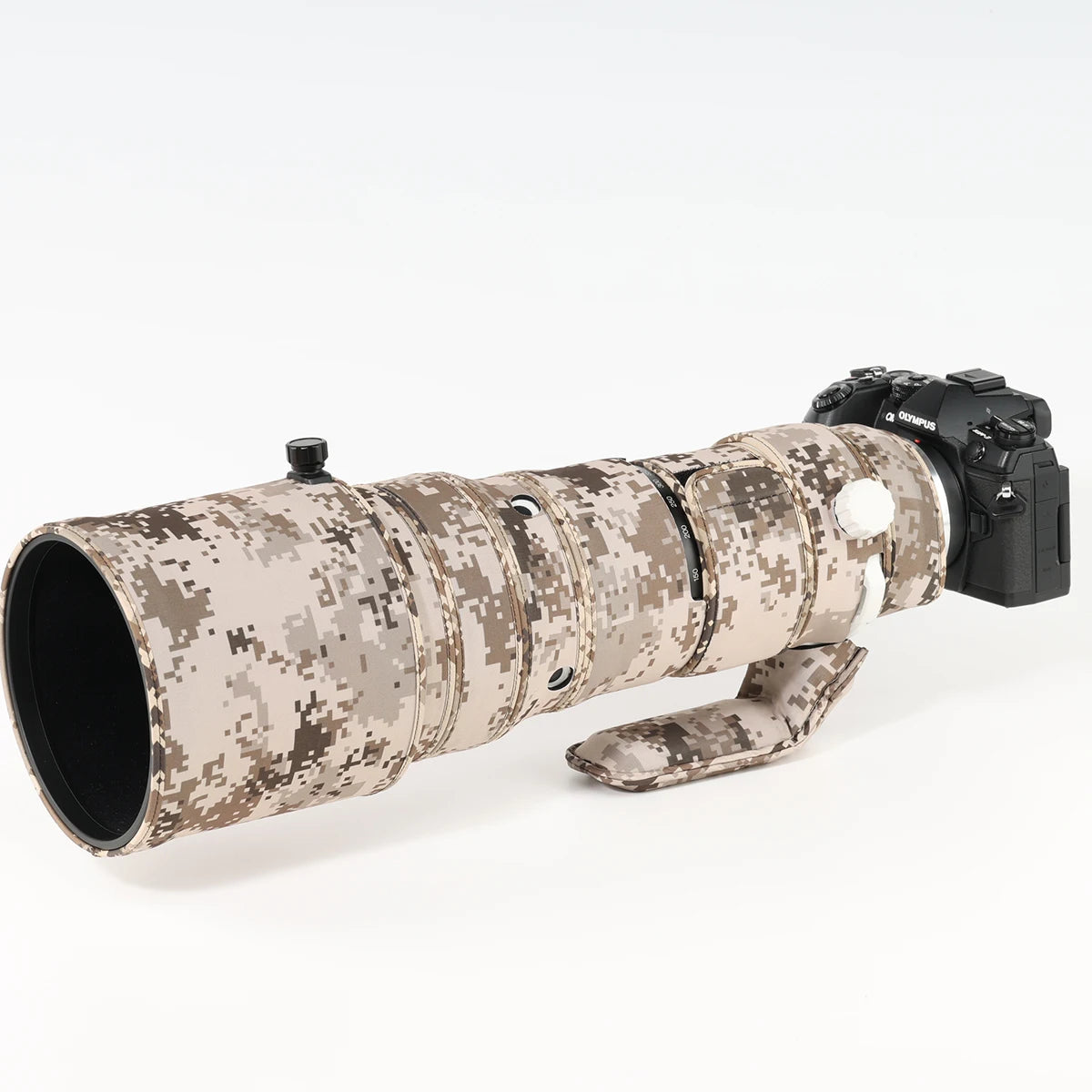 CHASING BIRDS camouflage lens coat for Olympus M.ZUIKO 150-400mm F4.5 TC 1.25X IS PRO waterproof OM system150 400 mm lens cover Brown Grid
