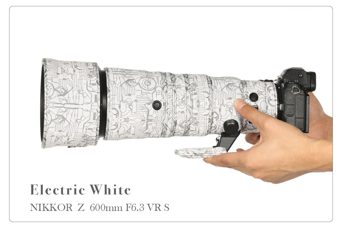 CHASING BIRDS camouflage lens coat for NIKON Z 600mm F6.3 VR S waterproof and rainproof lens protective cover Z 600 lens cover Electric White China Mainland