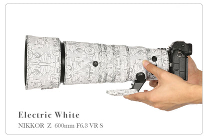 CHASING BIRDS camouflage lens coat for NIKON Z 600mm F6.3 VR S waterproof and rainproof lens protective cover Z 600 lens cover Electric White China Mainland