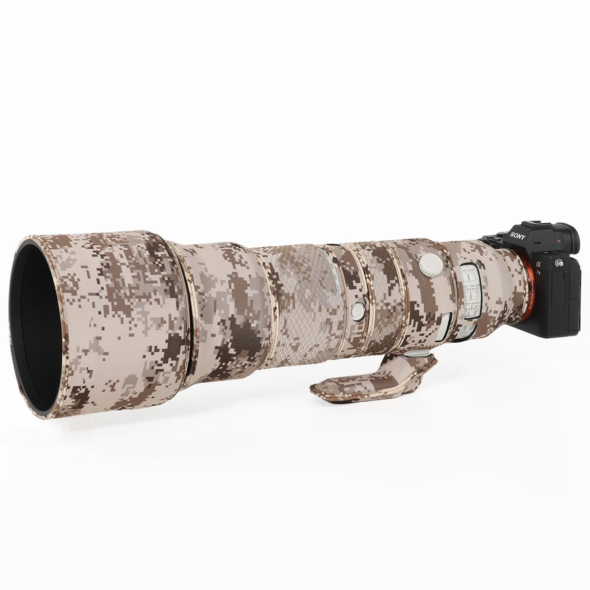 CHASING BIRDS Camouflage Waterproof Lens Coat for Sony FE 200-600mm F5.6-6.3 G OSS Rainproof Lens Protective Cover SEL 200600 Brown Grid