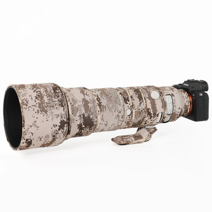 CHASING BIRDS Camouflage Waterproof Lens Coat for Sony FE 200-600mm F5.6-6.3 G OSS Rainproof Lens Protective Cover SEL 200600 Brown Grid