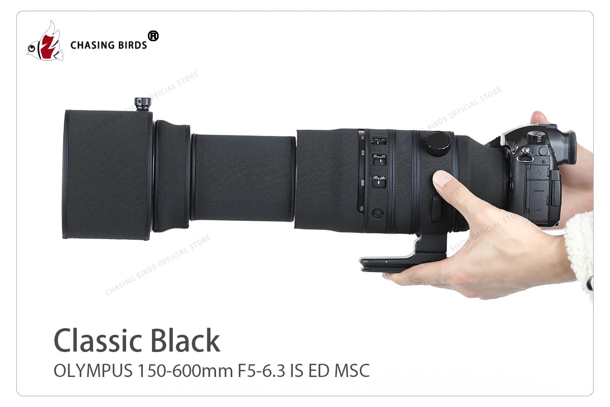CHASING BIRDS camouflage lens coat for OLYMPUS 150-600mm F5-6.3 IS ED MSC waterproof and rainproof lens sleeve protective cover Black China Mainland