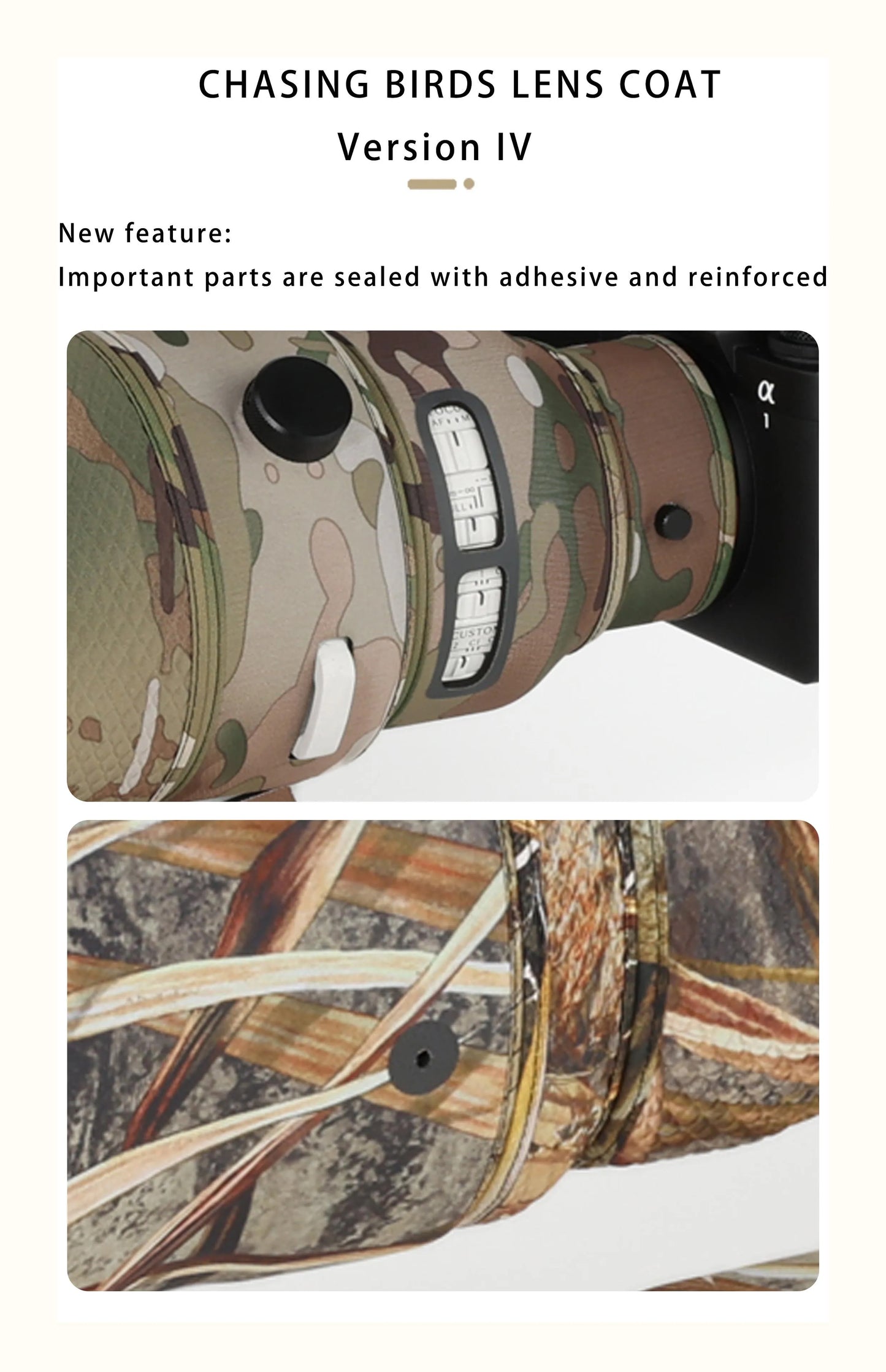 CHASING BIRDS Camouflage Waterproof Lens Coat for Sony FE 200-600mm F5.6-6.3 G OSS Rainproof Lens Protective Cover SEL 200600