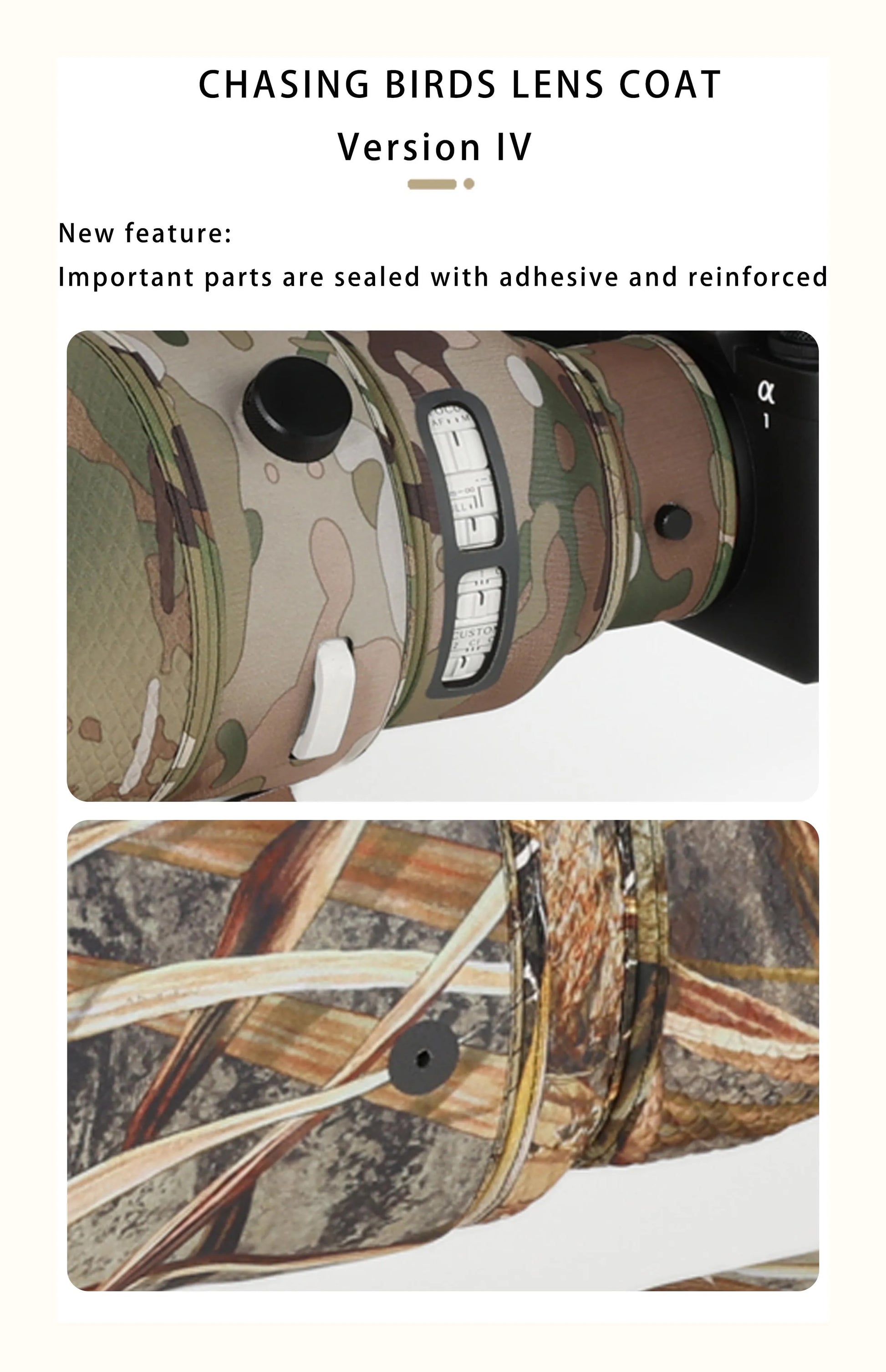 CHASING BIRDS Camouflage Waterproof Lens Coat for Sony FE 200-600mm F5.6-6.3 G OSS Rainproof Lens Protective Cover SEL 200600
