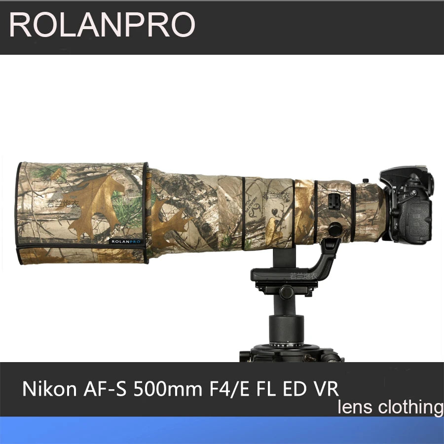 ROLANPRO Waterproof Lens Camo Coat for Nikon AF-S 500mm F/4E FL ED VR Cover Protective Sleeve Case