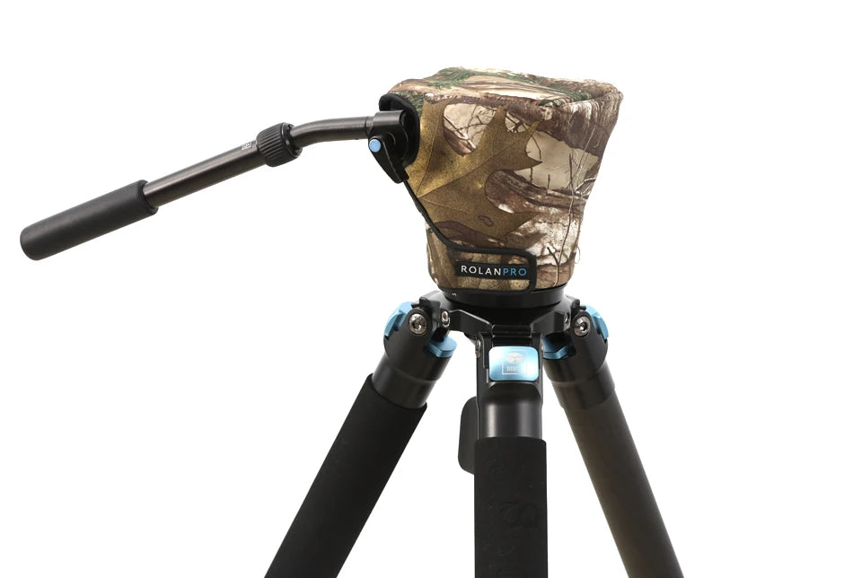 ROLANPRO Rain Cover Raincoat Jungle Camouflage Clothing for Sirui FS VH-15 Fluid Head Hydraulic Tripod Head