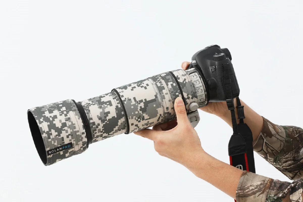 ROLANPRO Lens Camouflage Coat for Canon EF 100-400mm f4.5-5.6 L IS II USM Lens Protective Cover Guns Case Photography Backpack