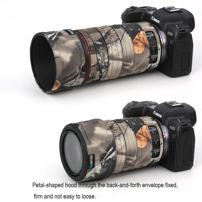ROLANPRO Waterproof Lens Coat for Canon RF 100mm F2.8 L MACRO IS USM Camouflage Lens Protective Sleeve Canon RF 100mm Lens Case