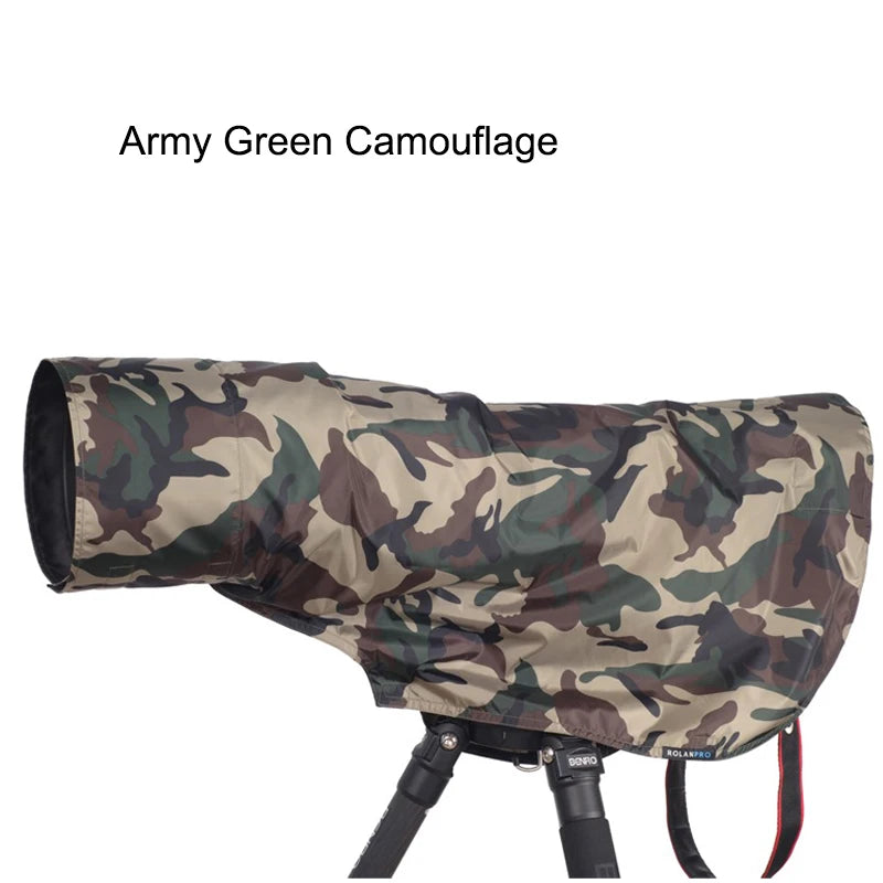 ROLANPRO Rain Cover Raincoat for Telephoto Lens Rain Cover/Lens Raincoat Army Green Camouflage Guns Clothing XL L M S XS XXS Camo Raincoat L