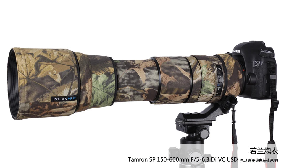 ROLANPRO Lens Camouflage Coat Rain Cover for Tamron SP 150-600mm F/5-6.3 Di VC USD (A011) Lens Protective Case Guns Sleeve Bag