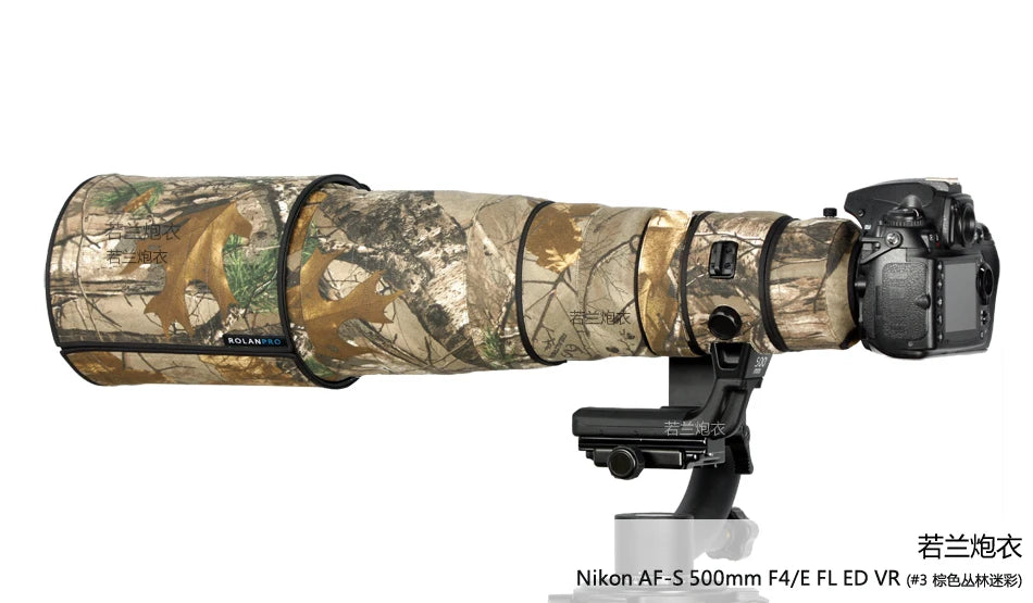 ROLANPRO Waterproof Lens Camo Coat for Nikon AF-S 500mm F/4E FL ED VR Cover Protective Sleeve Case Canon 500 f4e DSRL FOTO Bag