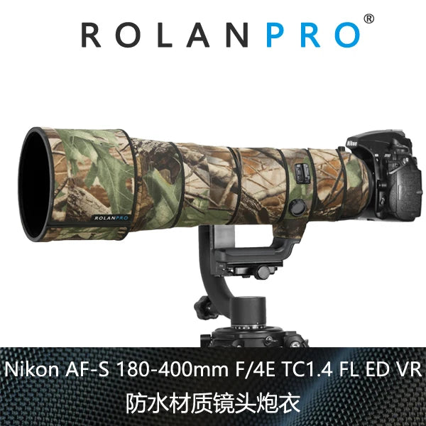 ROLANPRO Waterproof Lens Camouflage Coat for Nikon AF-S 180-400mm F/4E TC1.4 FL ED VR Lens Cover Guns Case Protective Seelve Cas