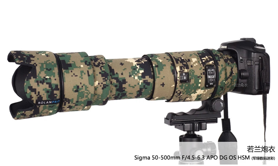 ROLANPRO Lens Camouflage Coat for Sigma APO 50-500mm F/4.5-6.3 DG OS HSM Lens Protective Sleeve Guns Case Lens Cover Foto DSLR