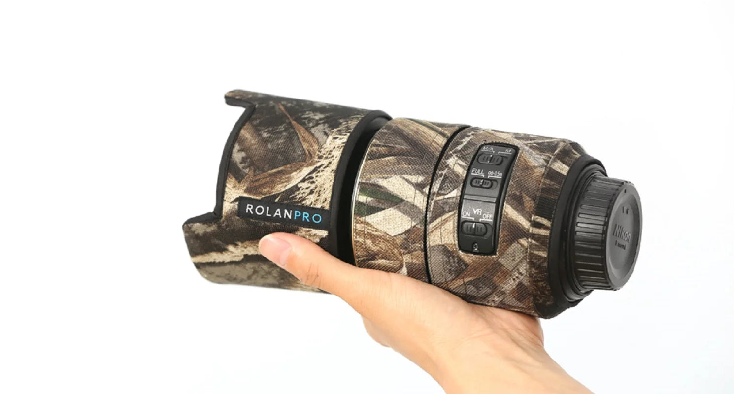 ROLANPRO Lens Coat for Nikon AFS 105mm f/2.8G IF-ED VR Camouflage Rain Cover Lens Sleeve Guns Case Photography Accessories