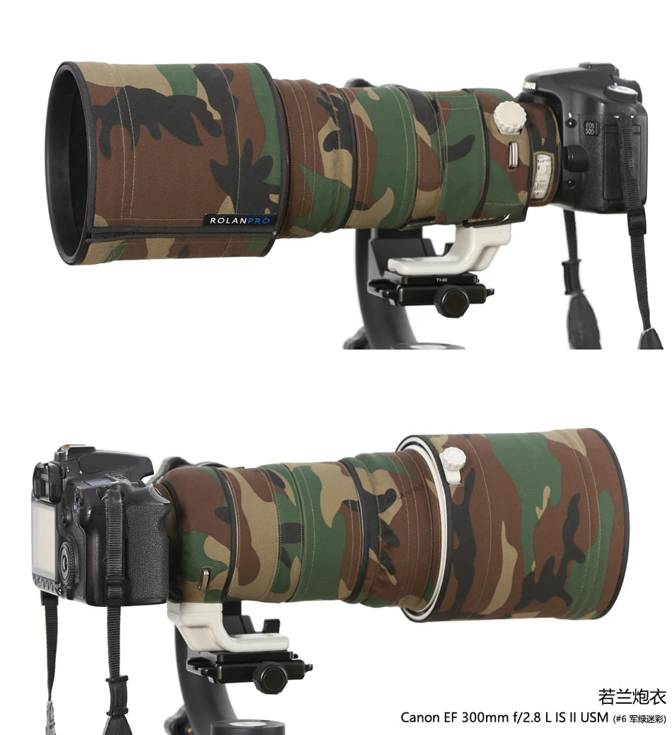 ROLANPRO Lens Coat for Canon EF 300mm f/2.8 L IS II USM Rain Cover Lens Protective Sleeve Guns Case Camera Lens Cover Camouflage