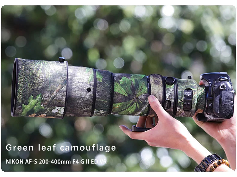 Chasing birds camouflage lens coat for NIKON AFS 200 400 F4 G II ED VR waterproof and rainproof lens protective cover lens cover Green leaf China Mainland