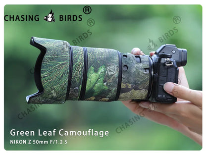 CHASING BIRDS camouflage lens coat for NIKON Z 50 mm F1.2 S waterproof and rainproof lens protective cover Green leaf China Mainland