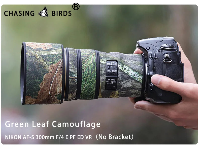 CHASING BIRDS camouflage lens coat for NIKON AF-S 300mm F4 E PF ED VR waterproof and rainproof lens protective cover nikon 300 Green no bracket China Mainland