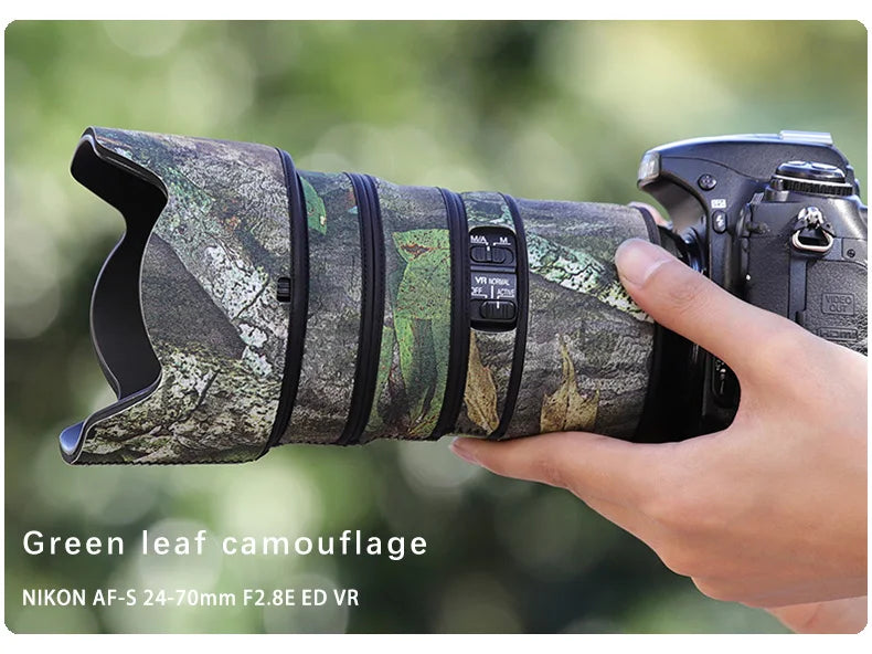 Chasing birds lens coat for NIKON AF-S 24-70mm F2.8 E ED VR waterproof and rainproof camo lens coat protective cover nikon 2470 Green leaf China Mainland