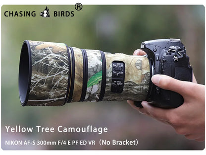 CHASING BIRDS camouflage lens coat for NIKON AF-S 300mm F4 E PF ED VR waterproof and rainproof lens protective cover nikon 300 Yellow no bracket China Mainland