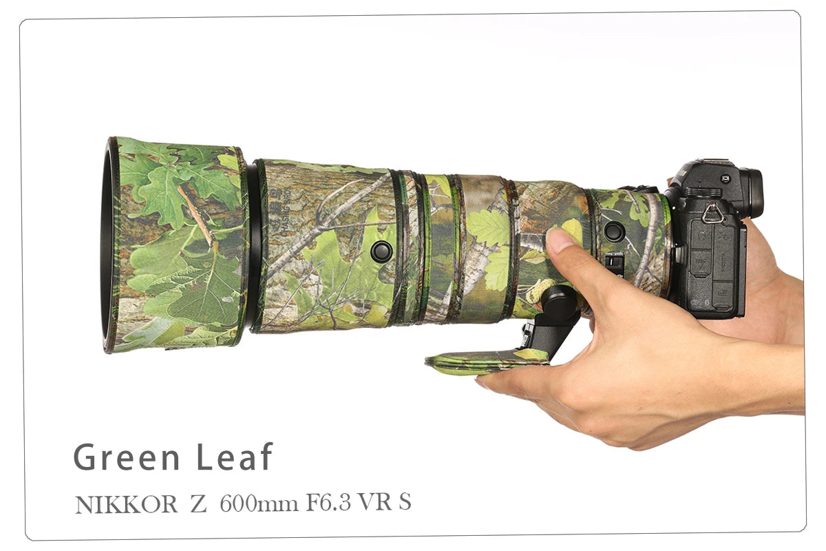 CHASING BIRDS camouflage lens coat for NIKON Z 600mm F6.3 VR S waterproof and rainproof lens protective cover Z 600 lens cover Green leaf China Mainland