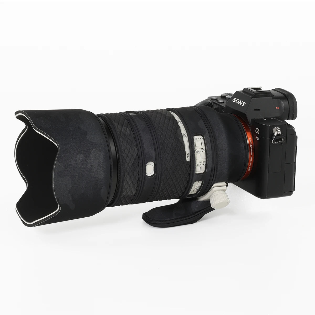 CHASING BIRDS camouflage lens coat for Sony FE 70-200mm F4 Macro G OSS II waterproof and rainproof elastic lens protect cover Shadow Black