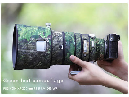 CHASING BIRDS camouflage lens coat for Fuji XF 200 F2 R waterproof and rainproof lens protective cover fujifilm xf 200 lens camo Green leaf China Mainland