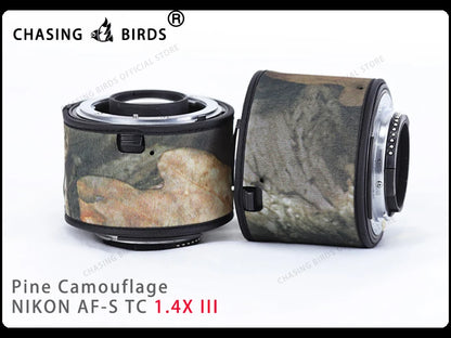 Chasing birds camouflage lens coat for NIKON AF-S teleconverter 1.4X 2.0X 1.7X waterproof and rainproof lens protective cover Pine 1.4X III China Mainland