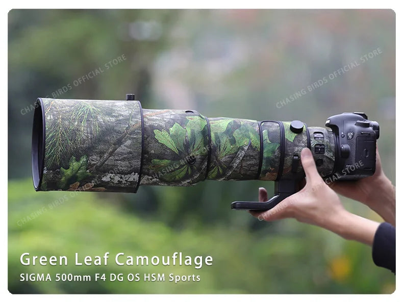 CHASING BIRDS camouflage lens coat for SIGMA 500mm F4 Sports waterproof and rainproof lens protective cover sigma 500 lens cover Green leaf China Mainland