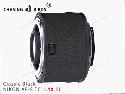 Chasing birds camouflage lens coat for NIKON AF-S teleconverter 1.4X 2.0X 1.7X waterproof and rainproof lens protective cover Black 1.4X III China Mainland