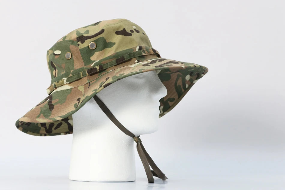 ROLANPRO Unisex MC MultiCam Camouflage Mountaineering Caps for Women Summer Man's Round Boonie Hats Military Camping Outdoor Hat