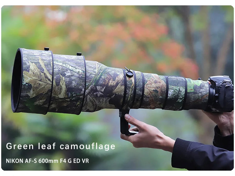 CHASING BIRDS lens coat for NIKON AF-S 600 F4 G ED VR elastic waterproof and rainproof camouflage lens coat protective cover Green leaf China Mainland