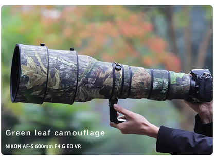 CHASING BIRDS lens coat for NIKON AF-S 600 F4 G ED VR elastic waterproof and rainproof camouflage lens coat protective cover Green leaf China Mainland
