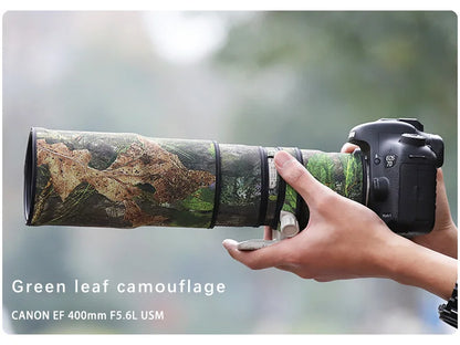 CHASING BIRDS camouflage lens coat for CANON EF 400 mm F5.6 L waterproof and rainproof elasticity lens protective cover Green leaf China Mainland