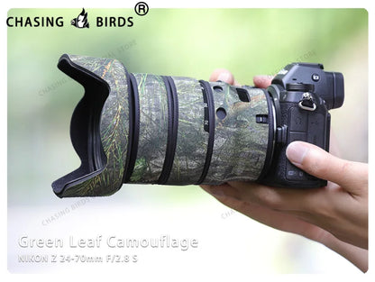 CHASING BIRDS camouflage lens coat for NIKON Z 24-70mm F2.8 S waterproof and rainproof lens protective cover nikon z 2470 f2.8 Green leaf China Mainland