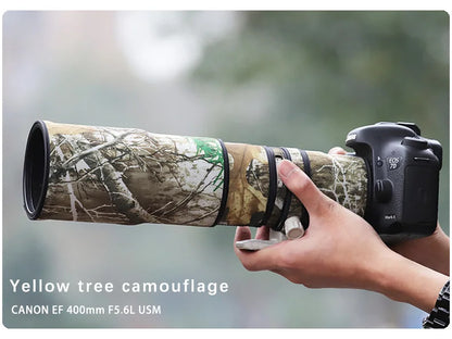 CHASING BIRDS camouflage lens coat for CANON EF 400 mm F5.6 L waterproof and rainproof elasticity lens protective cover Yellow tree China Mainland