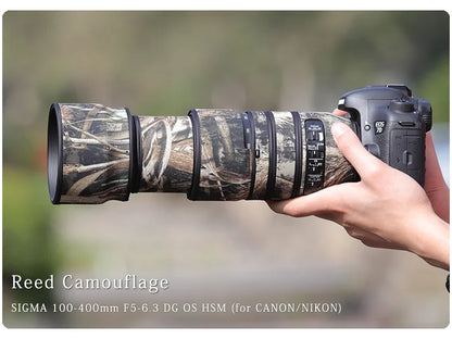 CHASING BIRDS Camouflage Lens Coat for SIGMA 100-400mm F5-6.3 DG OS HSM for CANON/NIKON Waterproof and Rainproof Len Protective Reed Camouflage China Mainland