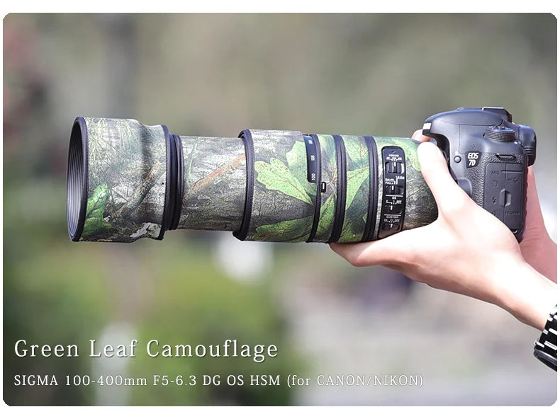 CHASING BIRDS Camouflage Lens Coat for SIGMA 100-400mm F5-6.3 DG OS HSM for CANON/NIKON Waterproof and Rainproof Len Protective Green Leaf China Mainland