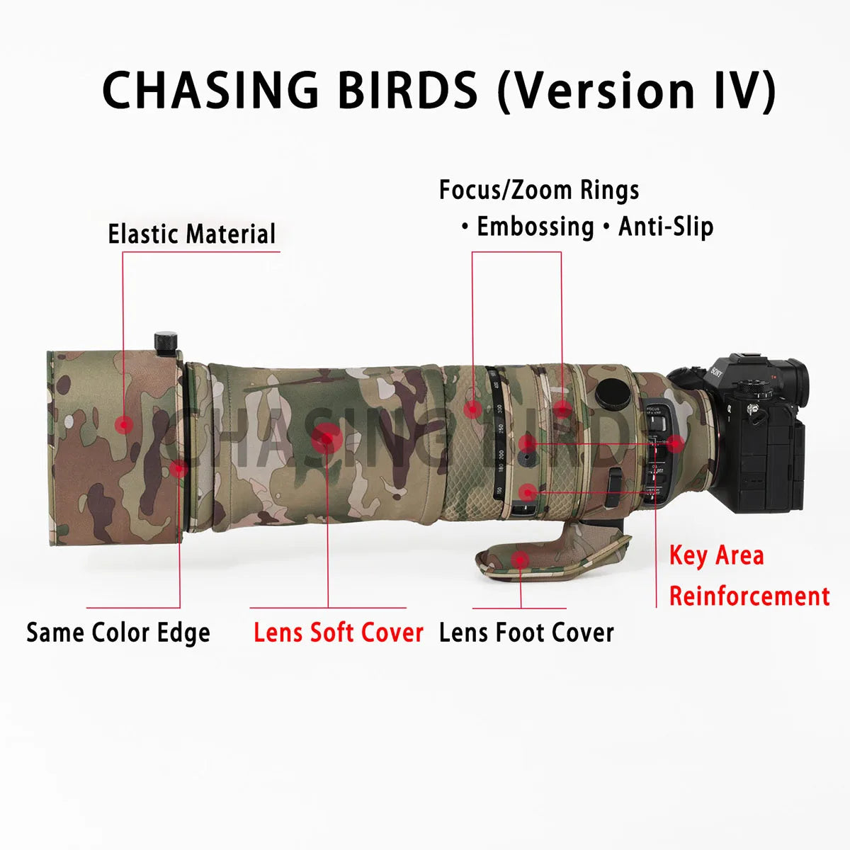 CHASING BIRDS camouflage lens coat for SIGMA 150-600mm F5-6.3 DG DN OS Sports for SONY E-mount waterproof lens protective cover