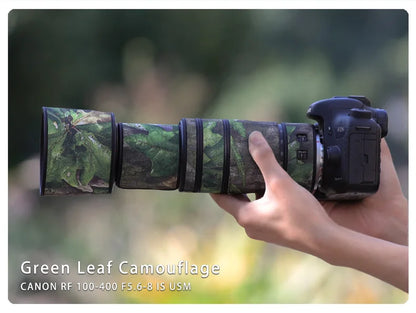 CHASING BIRDS camouflage lens coat for CANON RF 100 400mm F5.6-8 IS USM waterproof and rainproof elasticity len protective cover Green leaf China Mainland