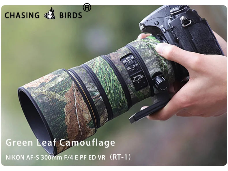 CHASING BIRDS camouflage lens coat for NIKON AF-S 300mm F4 E PF ED VR waterproof and rainproof lens protective cover nikon 300 Green Leaf RT-1 China Mainland