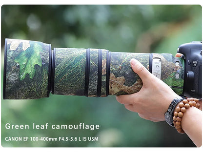 CHASING BIRDS lens coat for CANON EF 100 400 mm L IS USM waterproof and rainproof camo lens coat protective cover canon 100400mm Green leaf China Mainland