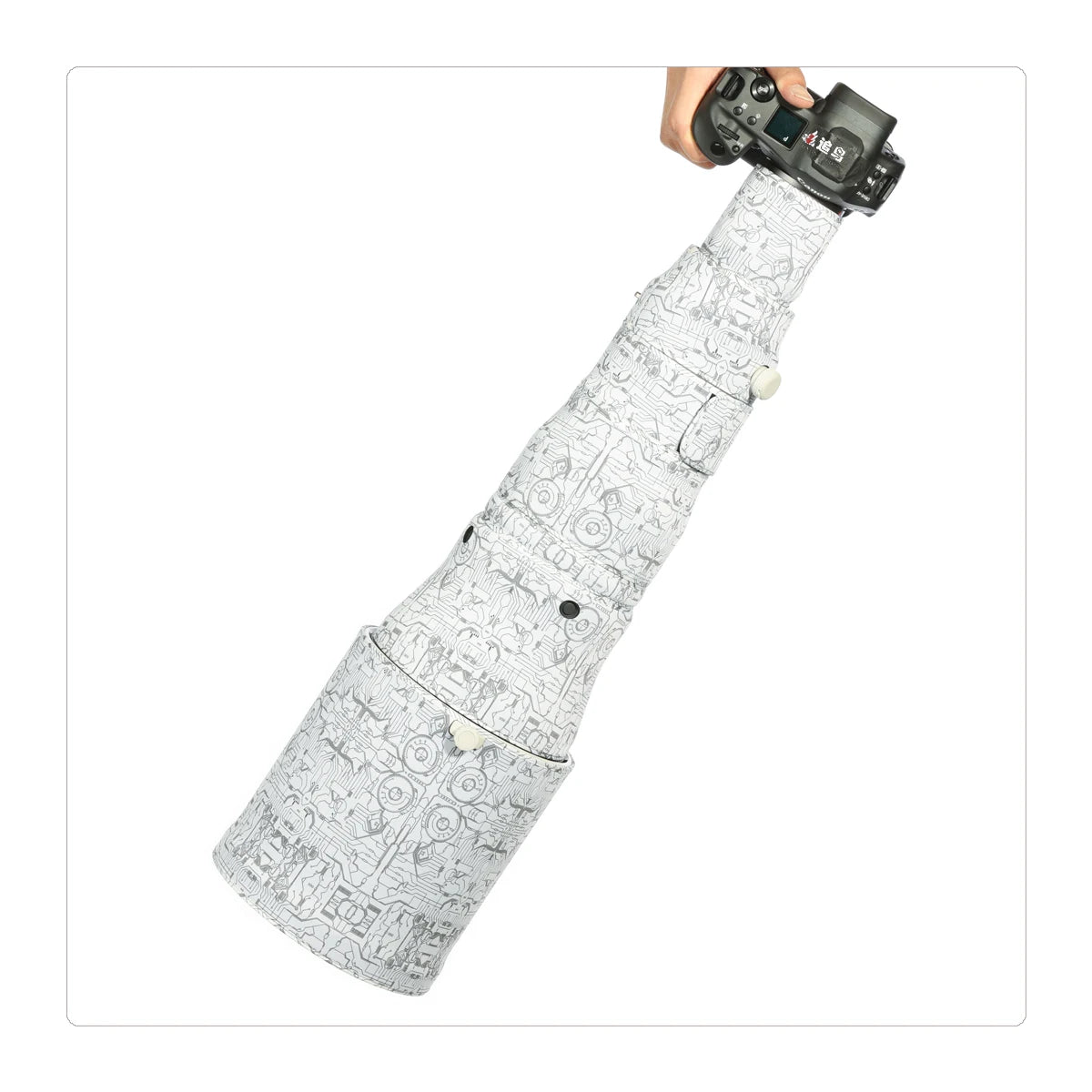 CHASING BIRDS camouflage lens coat for CANON EF 400mm F2.8 L IS III USM waterproof and rainproof elasticity len protective cover Electric White China Mainland