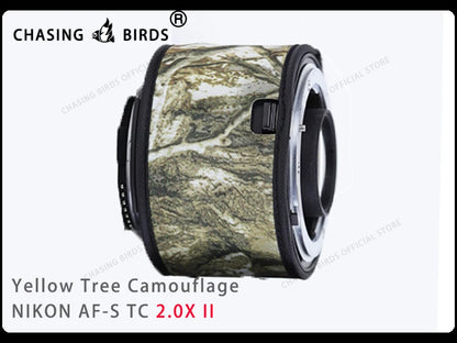 Chasing birds camouflage lens coat for NIKON AF-S teleconverter 1.4X 2.0X 1.7X waterproof and rainproof lens protective cover Yellow tree2.0X II China Mainland