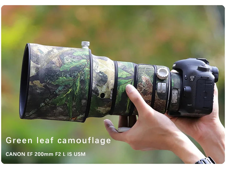 CHASING BIRDS Lens Camouflage Waterproof Coat for CANON EF 200mm F2 L IS USM Rainproof Lens Protective Elastic Cover Green leaf China Mainland