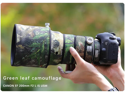 CHASING BIRDS Lens Camouflage Waterproof Coat for CANON EF 200mm F2 L IS USM Rainproof Lens Protective Elastic Cover Green leaf China Mainland