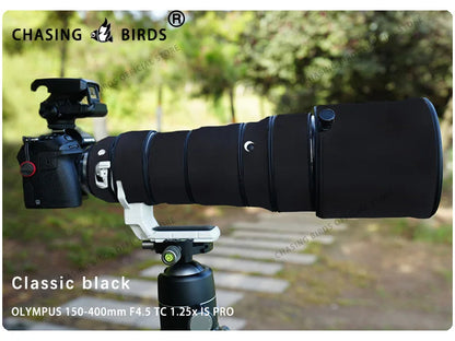 CHASING BIRDS camouflage lens coat for Olympus M.ZUIKO 150-400mm F4.5 TC 1.25X IS PRO waterproof OM system150 400 mm lens cover Classic black