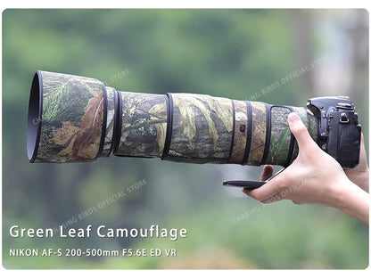 Chasing birds camouflage lens coat for NIKON 200 500mm F5.6 E waterproof and rainproof lens protective cover nikon lens cover Green leaf China Mainland